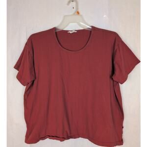 Coyuchi Lot of 2 organic cotton tshirts brown and blue Size Large Casual Minimal